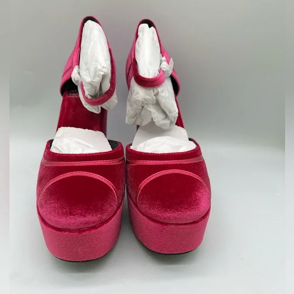 Jeffrey Campbell Low Down Platform Fuchsia Velvet - Picture 10 of 15